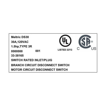 Meltric 33-38165 INLET 33-38165